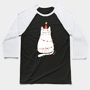 Cute Christmas Cat With Lights - Cool Xmas Gift Baseball T-Shirt